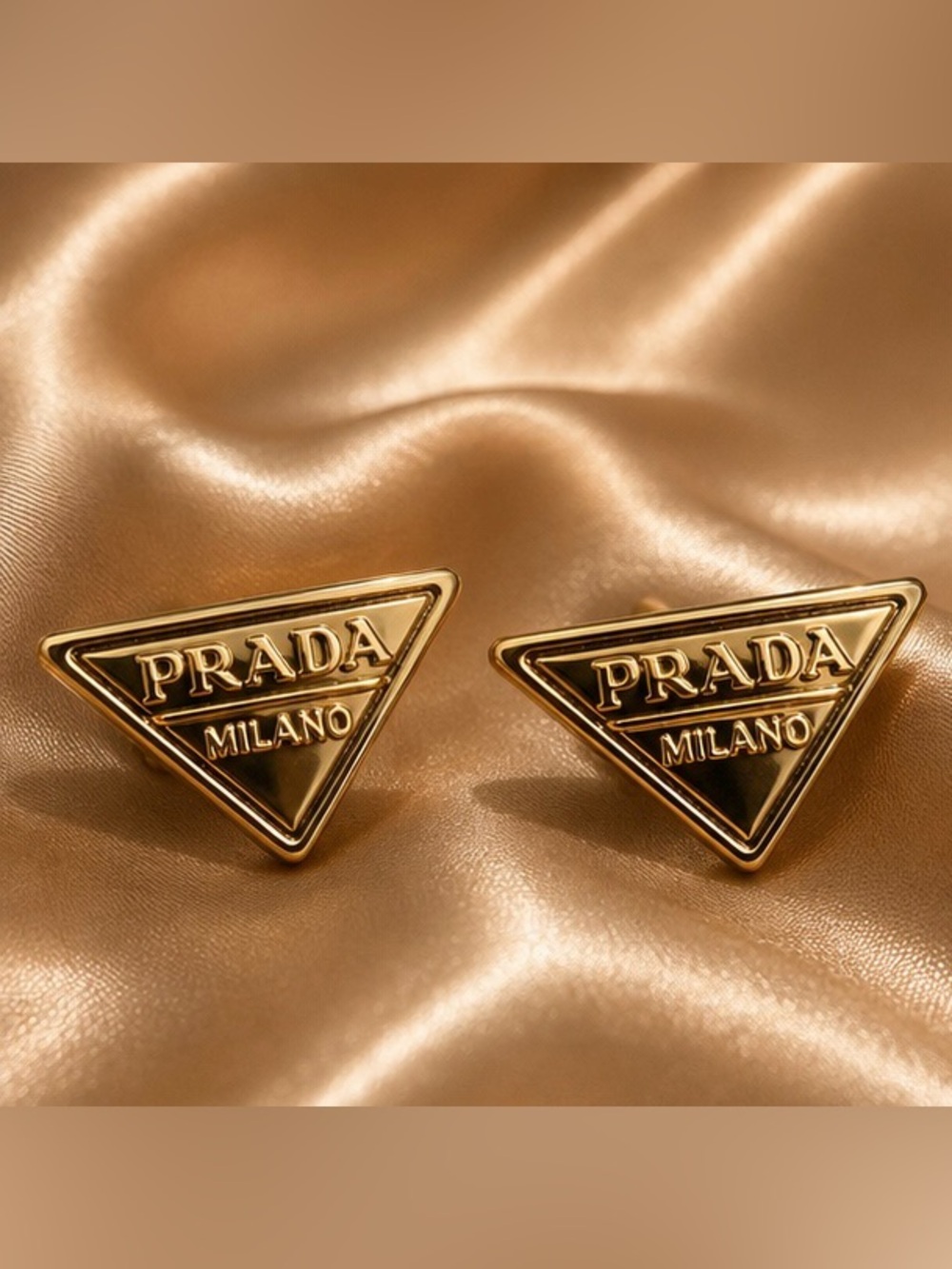 Gold Tone Triangle Statement Stud Earrings Minimalist Chic